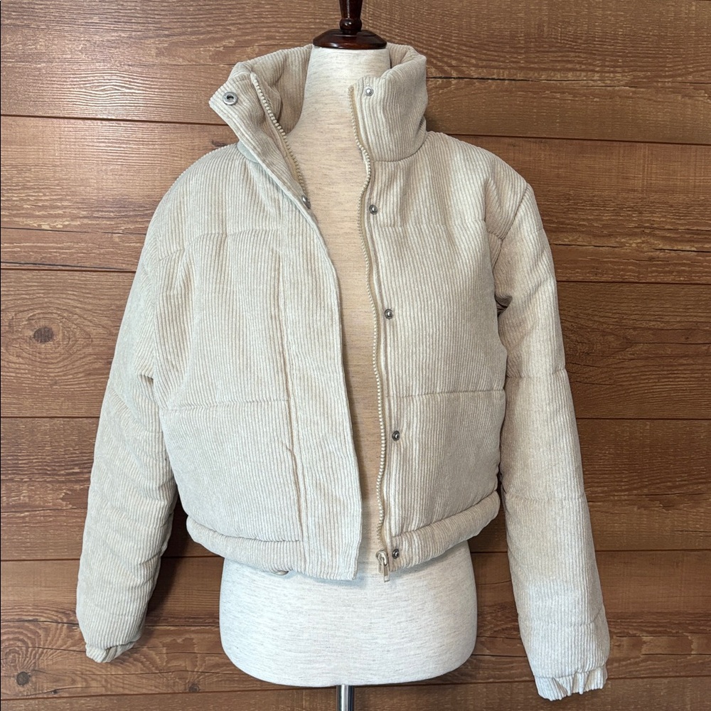 Say What NWT sz M corduroy cream cropped jacket
